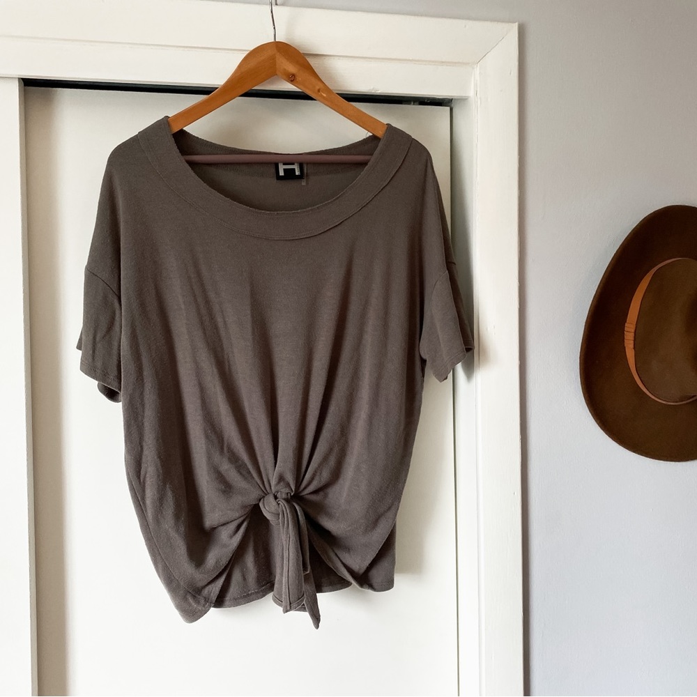 H by Bordeaux Tie Front Knit Top